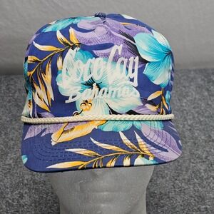 Vintage Royal Caribbean Coco Cay Bahamas Floral Rope Snapback Hat Cap 80s Resort